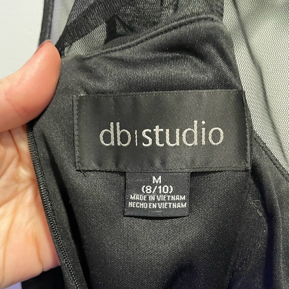 {DB Studio} black cocktail dress Women's Size M (8-10) mesh and lace details - Picture 6 of 6